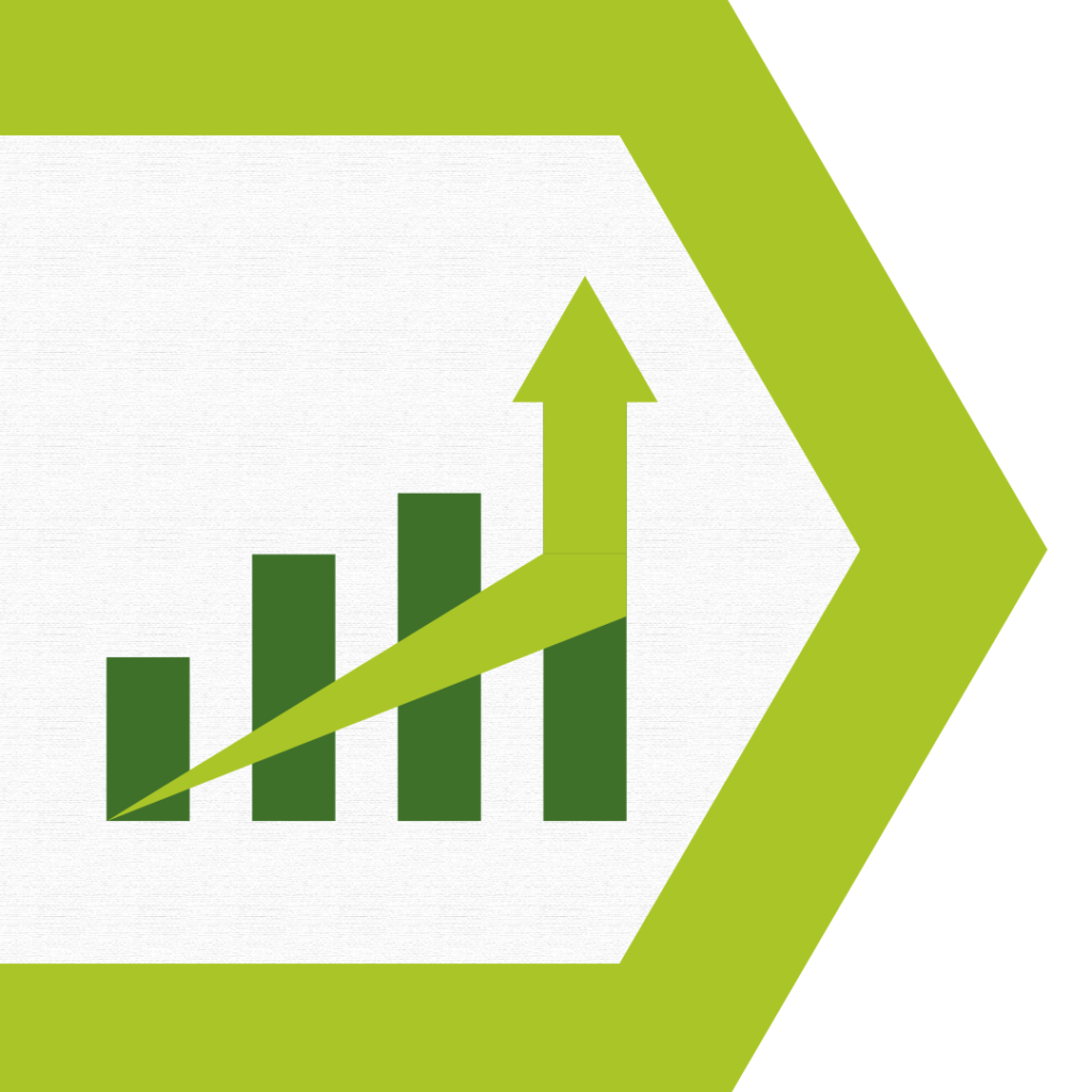 Green Chart showing a business's growth when using SEO strategies for their business